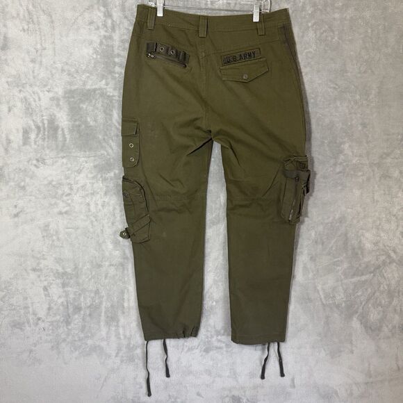 Vintage Y2K Japanese Free Knight Utility Cargo Pants Men 33 Military Green - Picture 2 of 9